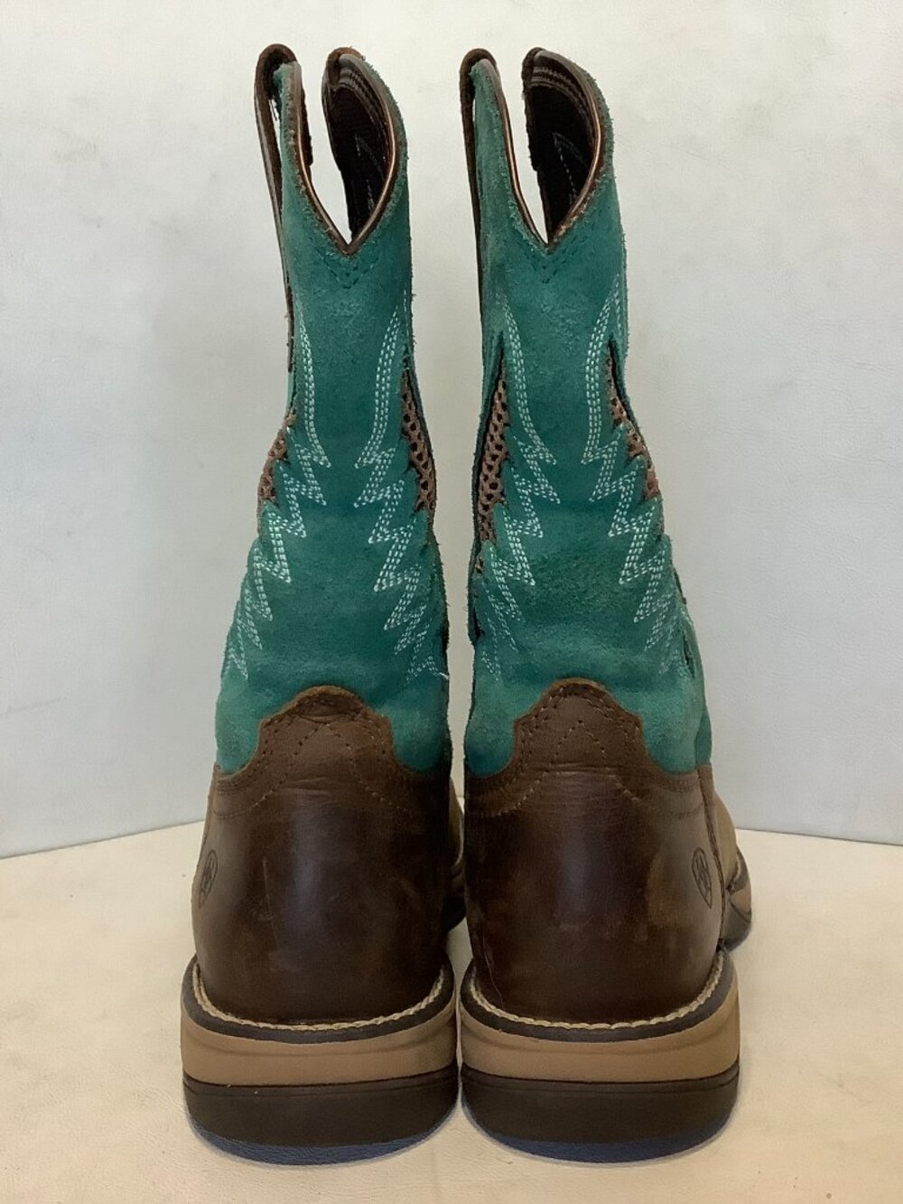 Women's Ariat Anthem VentTEK Boots Size 8 B Brown Turquoise Square Toe - Picture 6 of 12